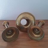 Set of 3 old candle holders with pushers