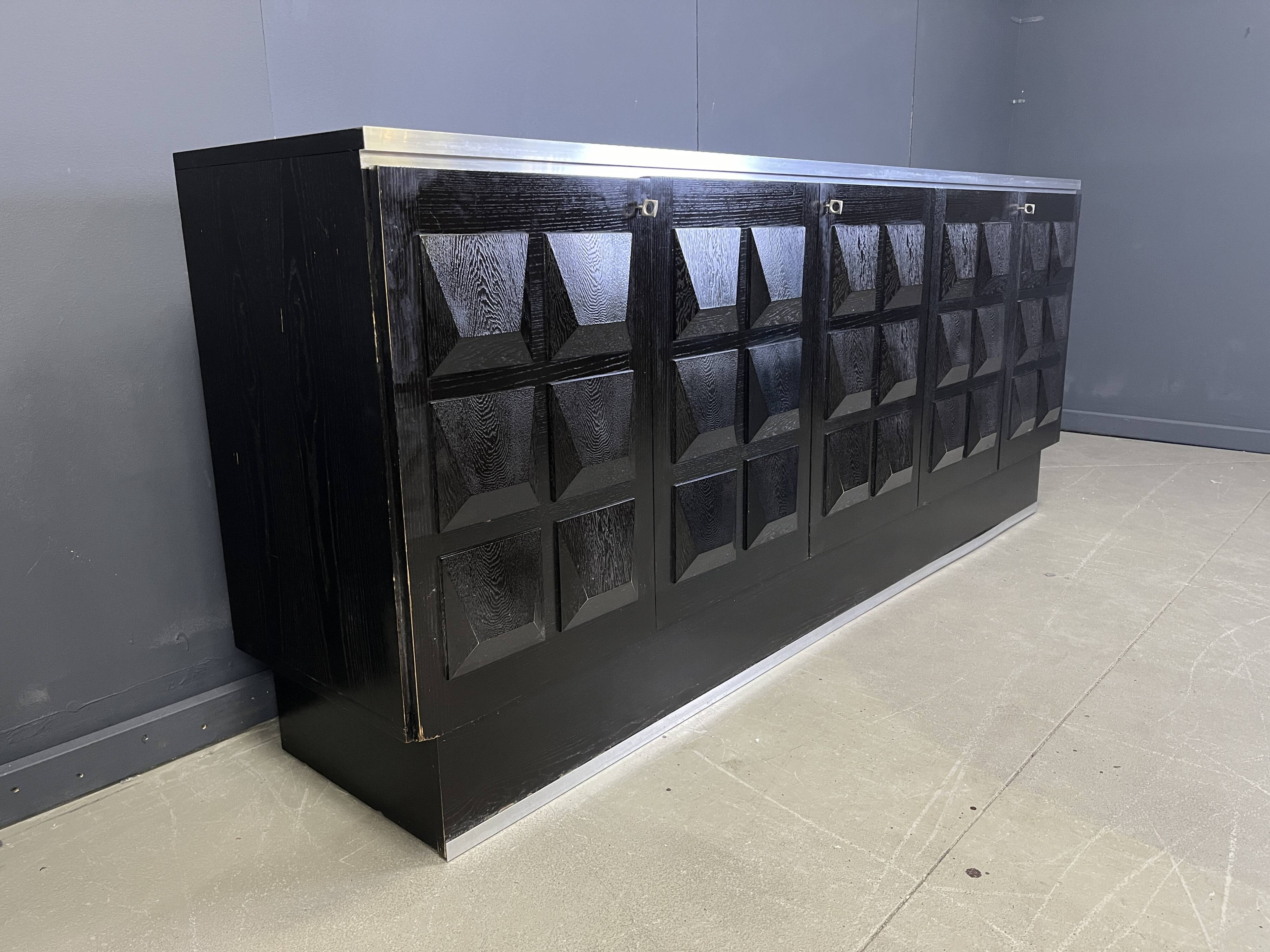 Black brutalist credenza, 1970s