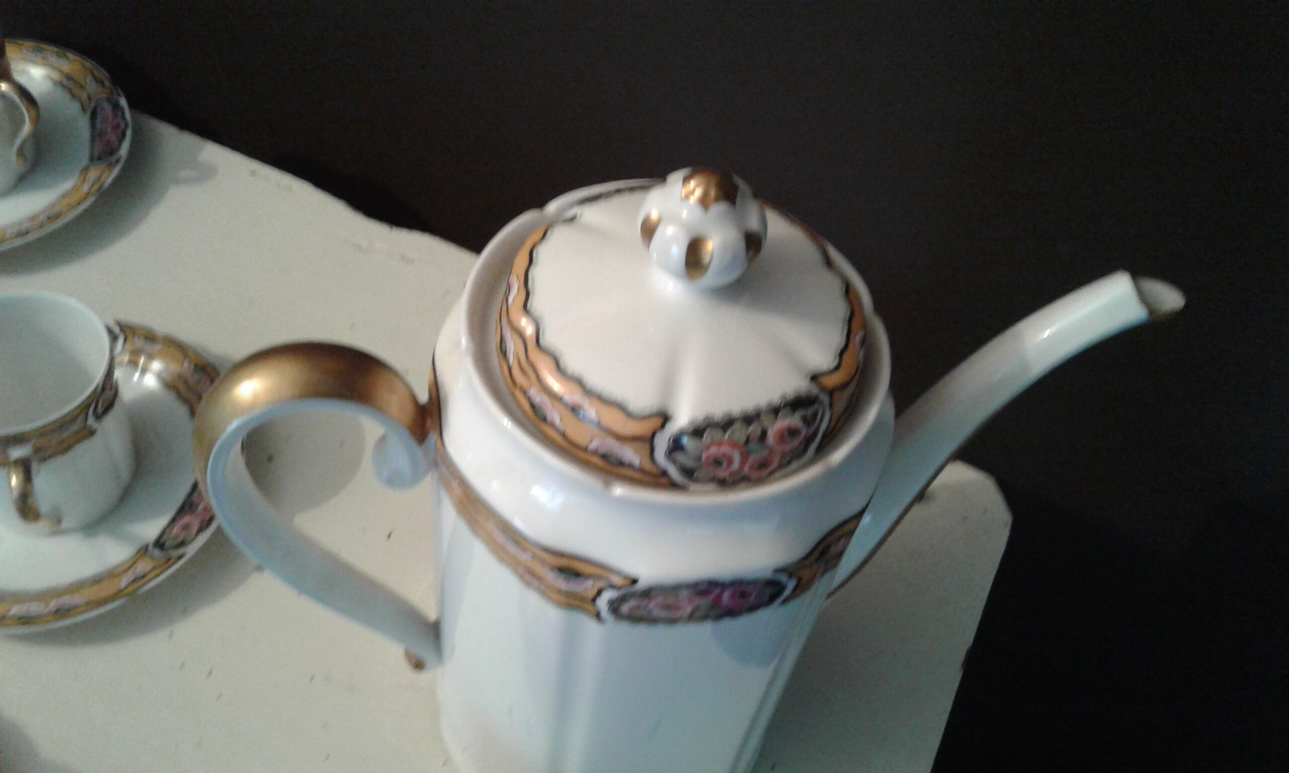 Fine porcelain coffee service art deco 21 pieces Limoges