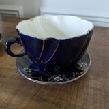 Set of two large Lunéville cups and saucers