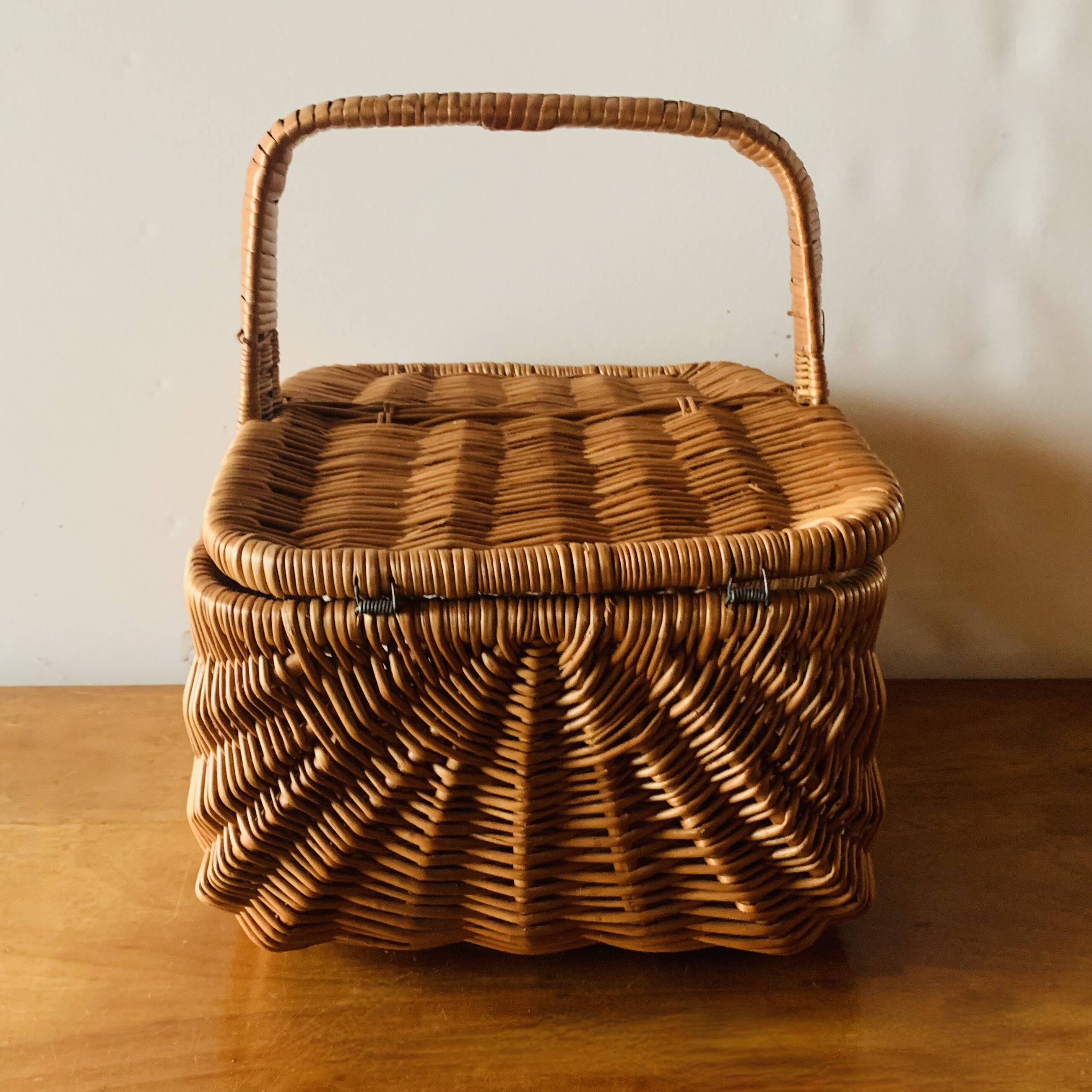 Vintage wicker picnic basket