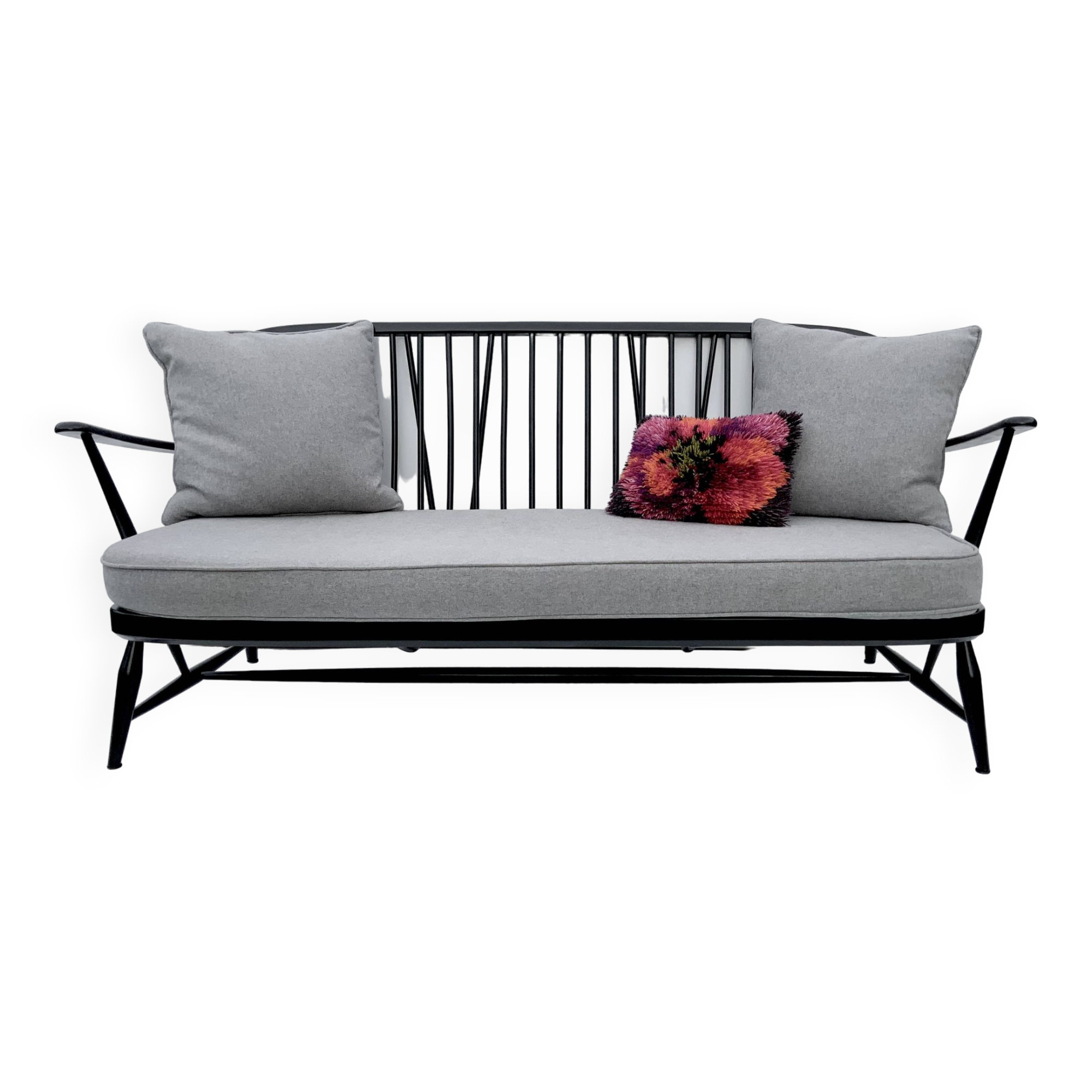 Mid-20th century Ercol Black wood sofa 3 seater
