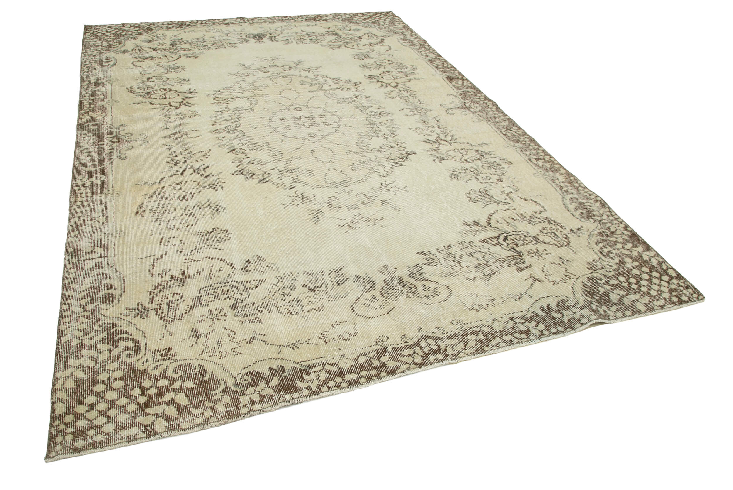 Handwoven antique beige rug 208 cm x 302 cm