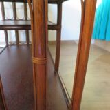 Retro-Side table-vinyl furniture-wood, rattan and bamboo-80s
