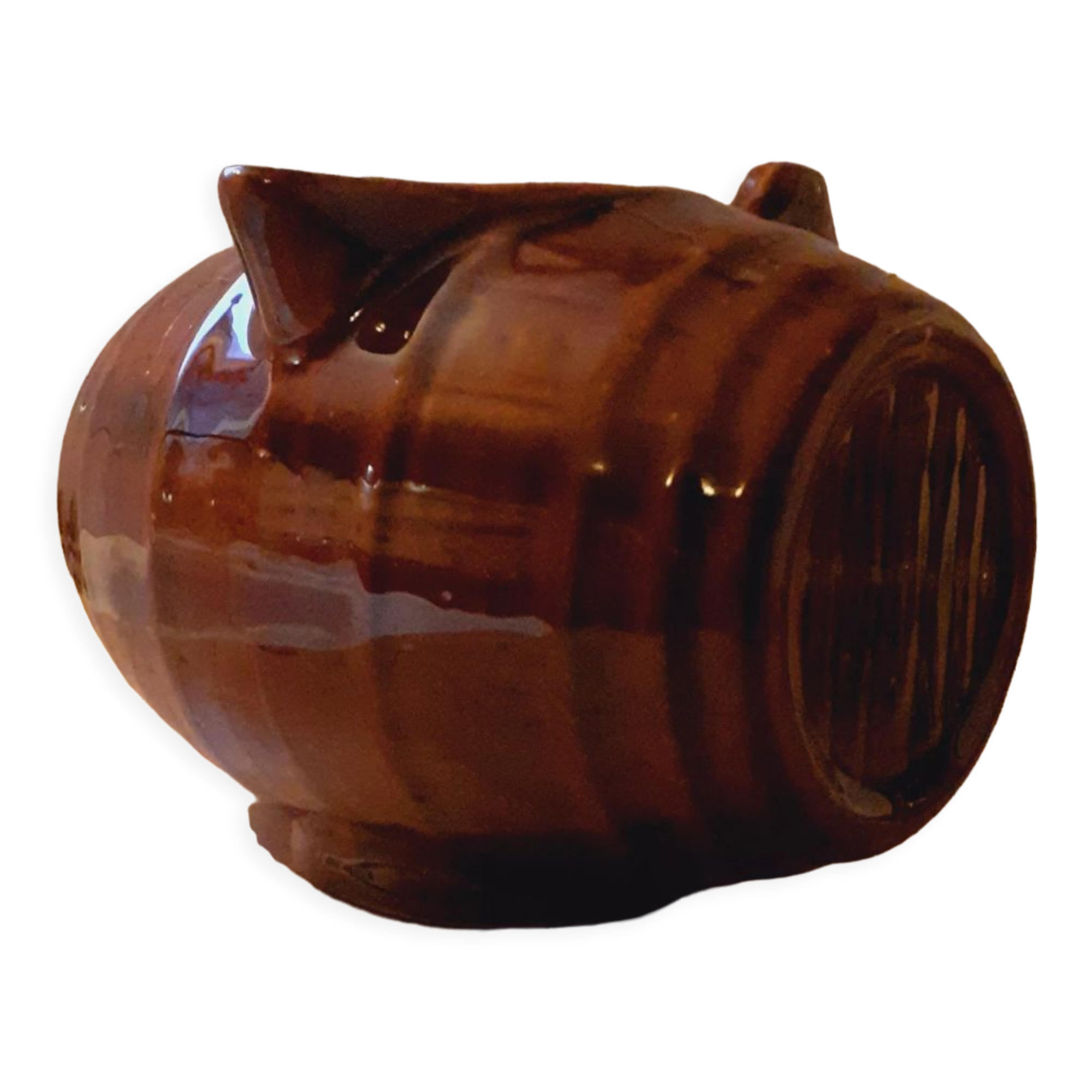 Wine pitcher year 40 earthenware in the shape of a barrel
