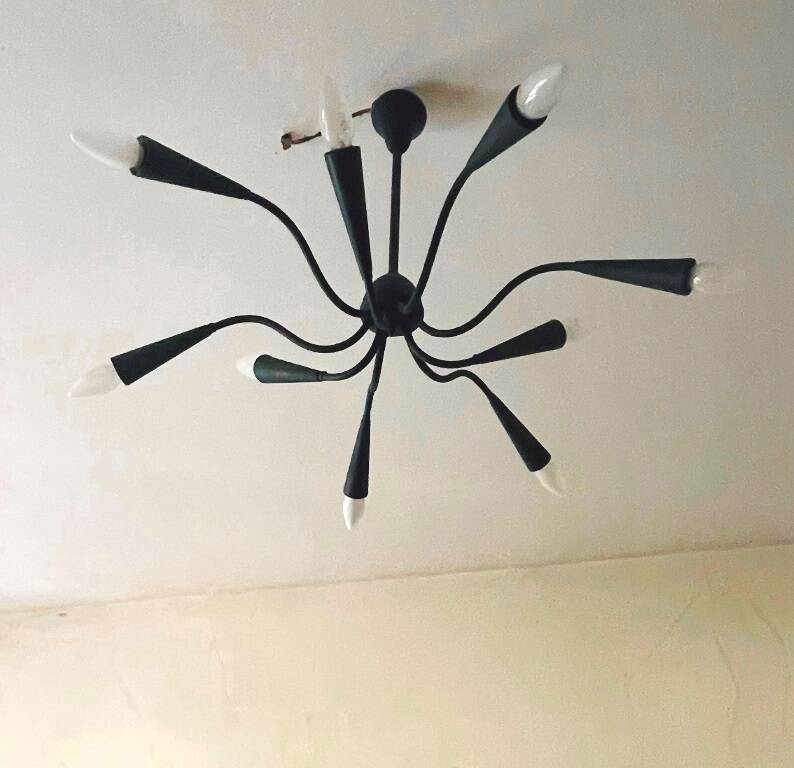 9-branched chandelier. Vintage 50s