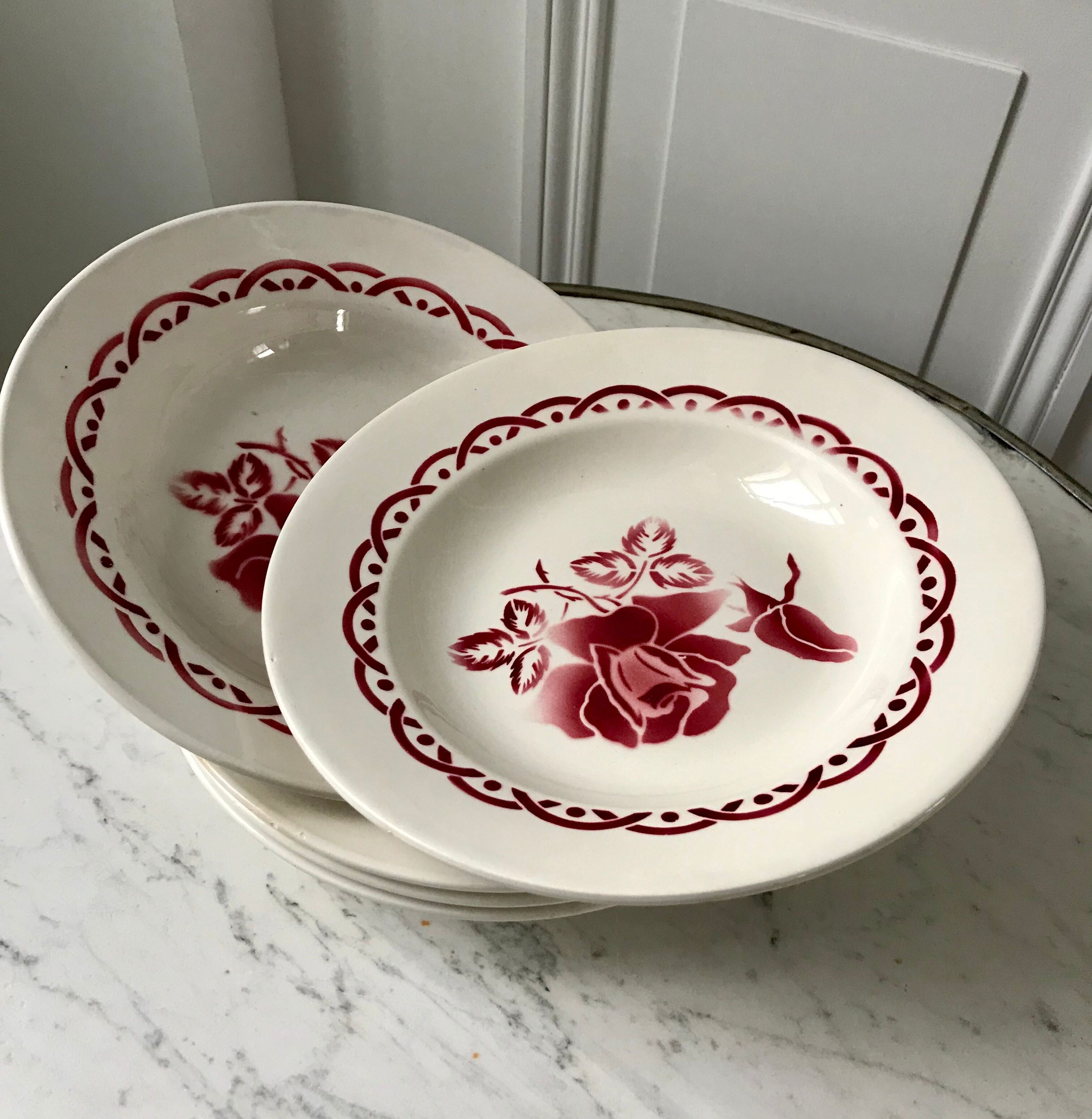 Lot of 5 hollow plates Digoin Sarreguemines model Michel