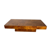Coffee table in elm magnifying glass Roche and Bobois vintage 70s
