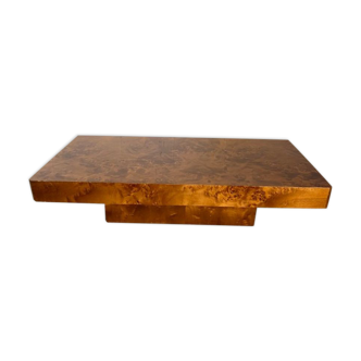 Coffee table in elm magnifying glass Roche and Bobois vintage 70s