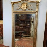 Mirror patinated golden and gray trumeau
