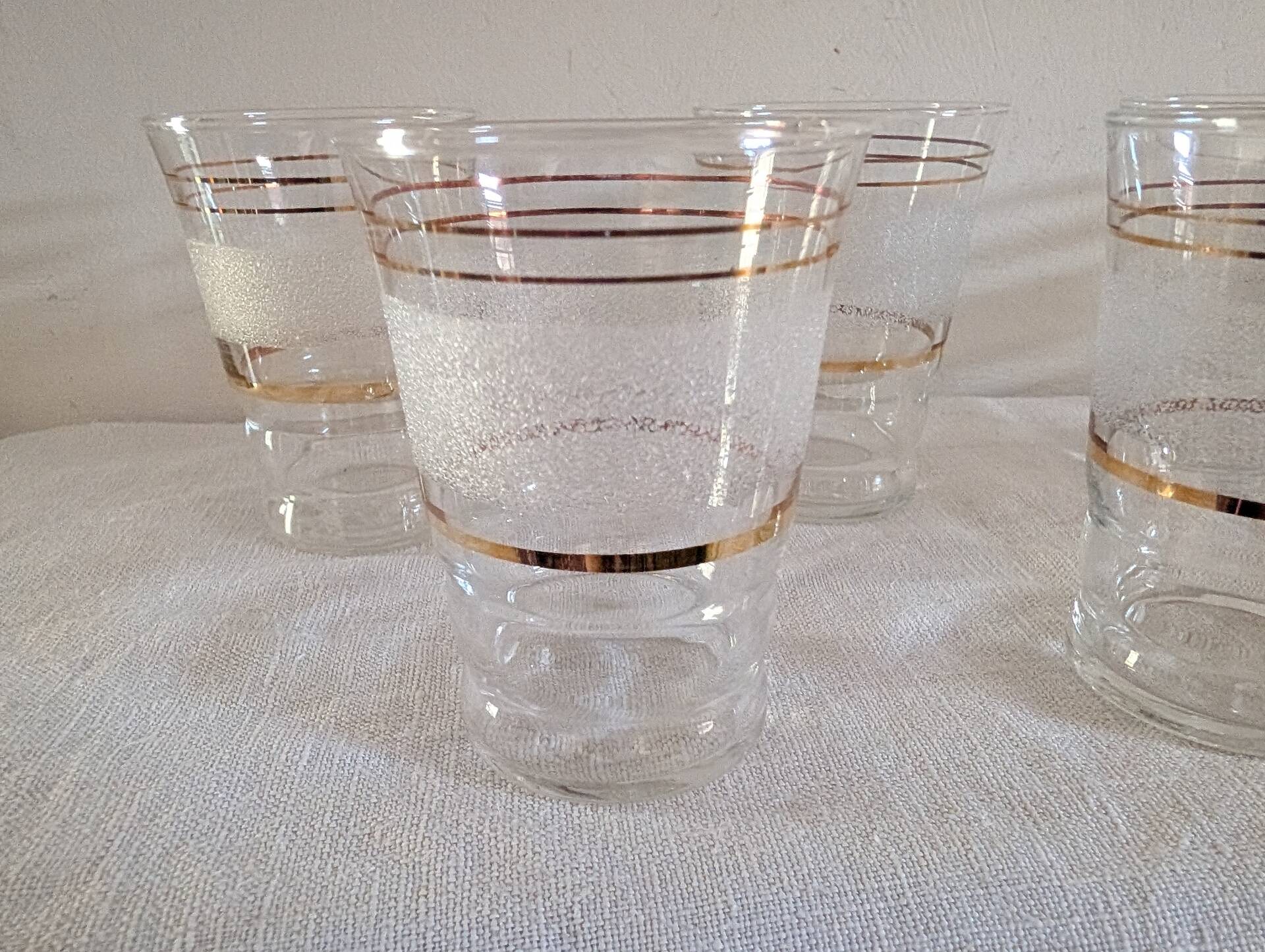 frosted glasses with golden trim, 1950s-60s