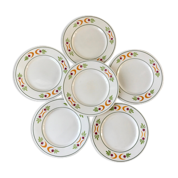 set of 6 colorful flat plates Made in Italy vintage