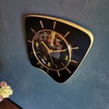 Vintage formica clock asymmetrical silent wall clock "Jaz black yellow"