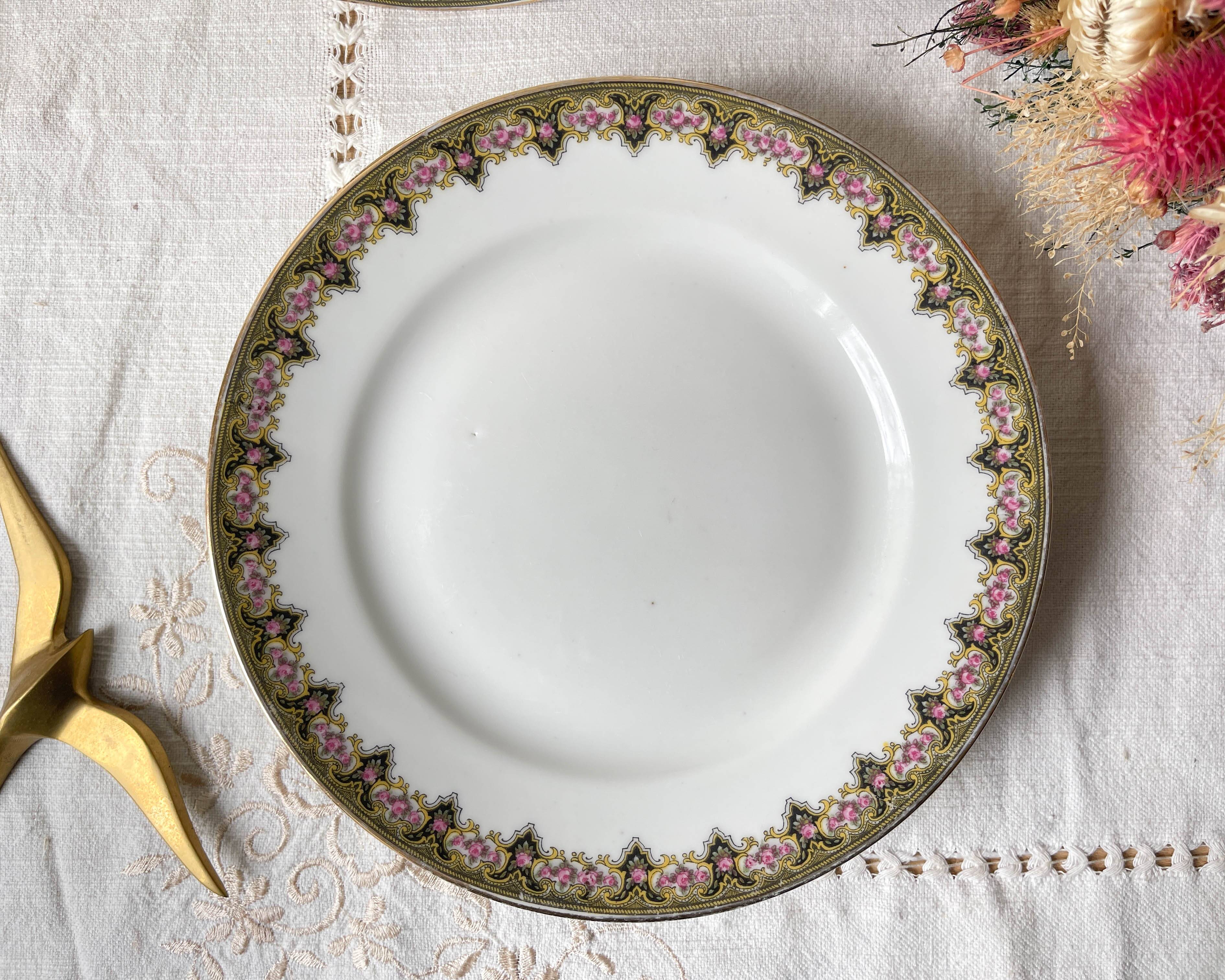 Vintage pedestal dish White porcelain with flowers Made in France