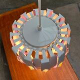 Metal pendant lamp and prism model in white mid-century by Werner Schou for Coronell Elektro, Denmark, 1960s.