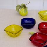 7 cups in colored glass Italy 50s