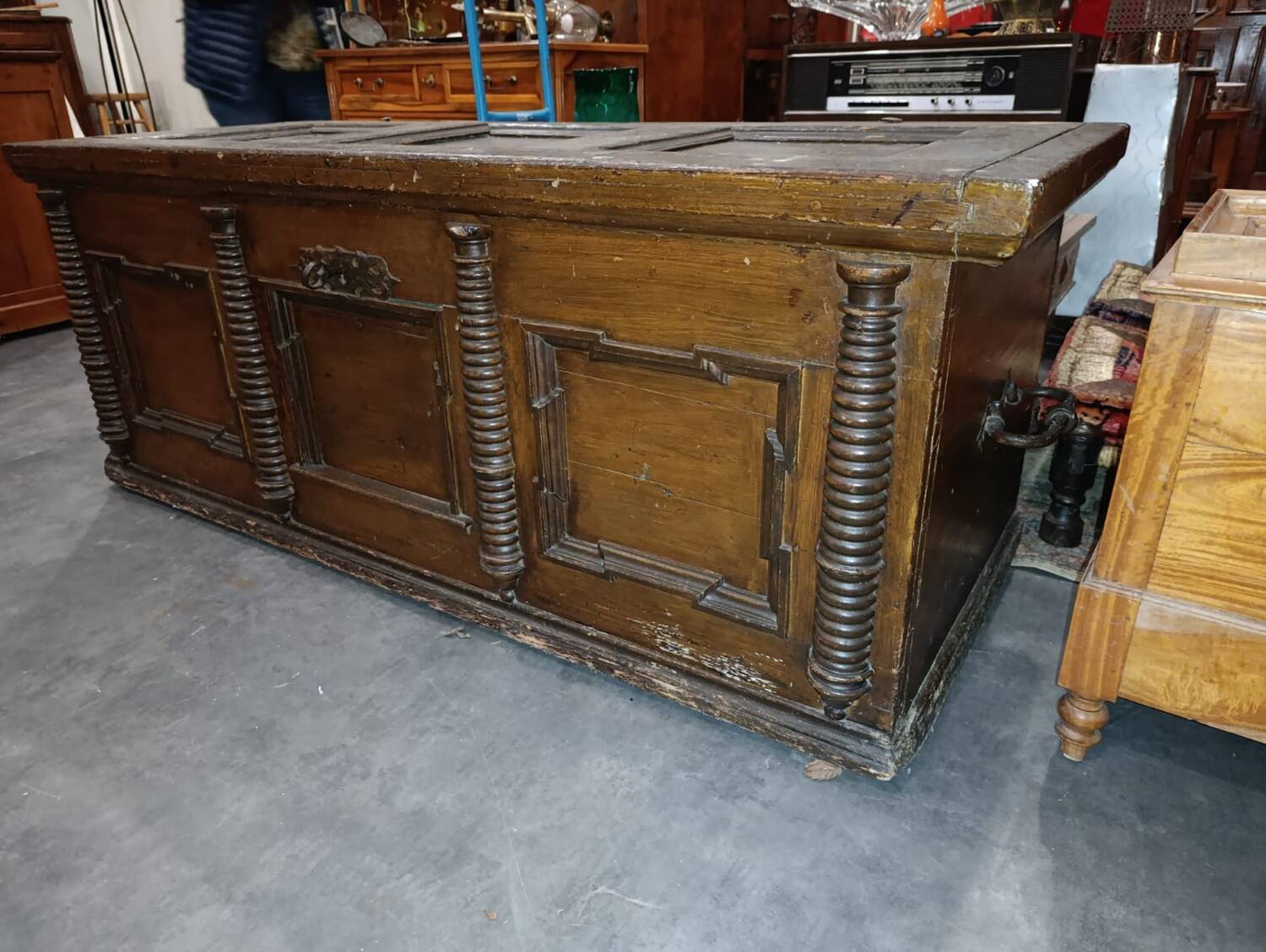 17th-century carved oak antique chest