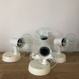 Set of 4 white adjustable spot lights from the 90s