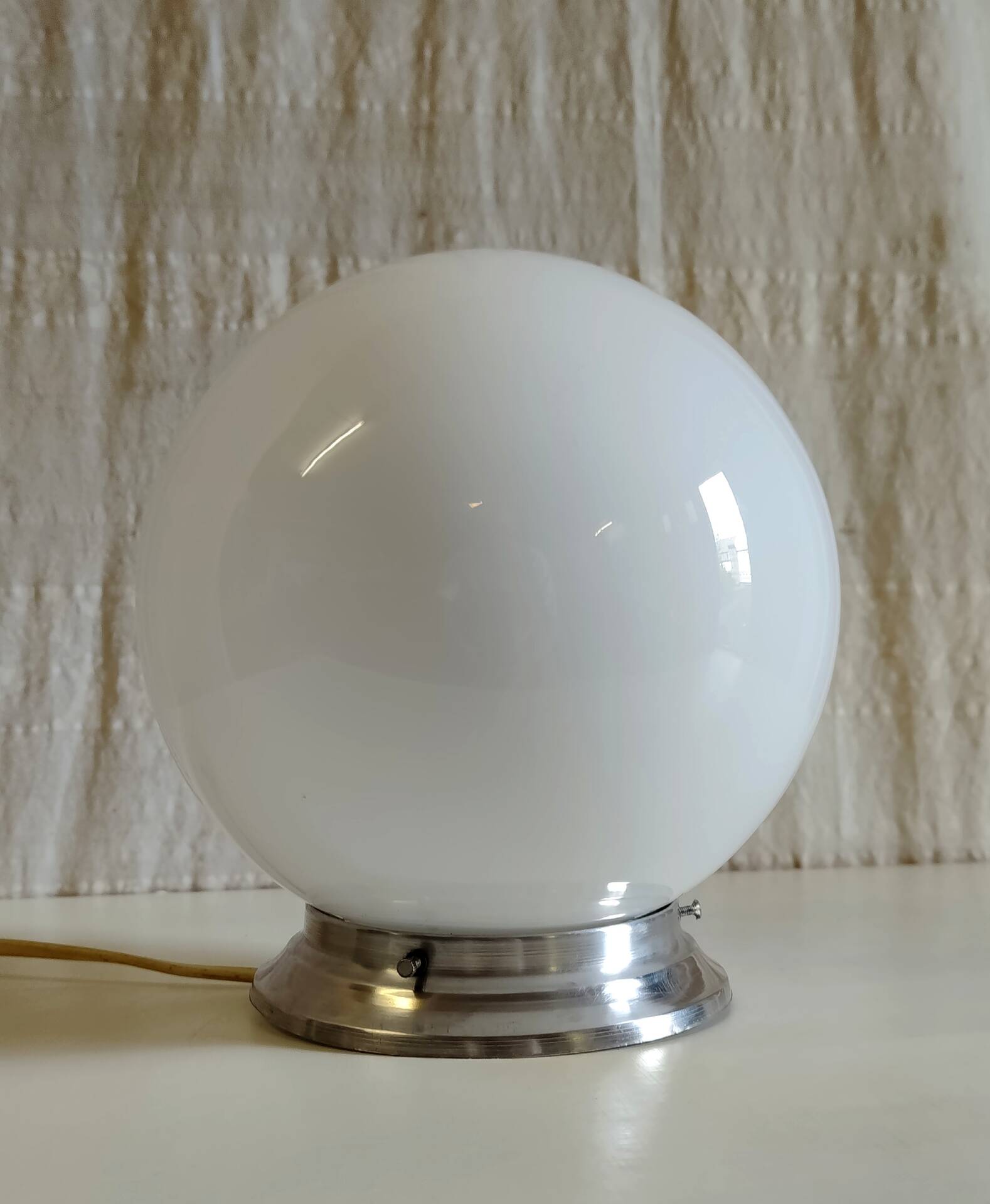 Ceiling light or table lamp with opaline globe diameter 20cm - mid 20th century