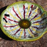 Openwork fruit cup with yellow and red drips - Fat lava, West Germany - 70s
