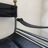 Pair of leather “curule” emperor armchairs