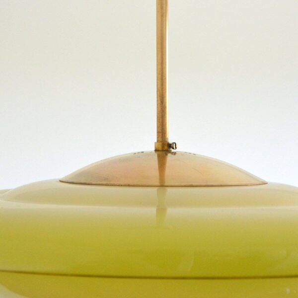 Suspension vasque opaline jaune art déco vintage