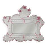 Miroir en verre de Murano rose, années 1950