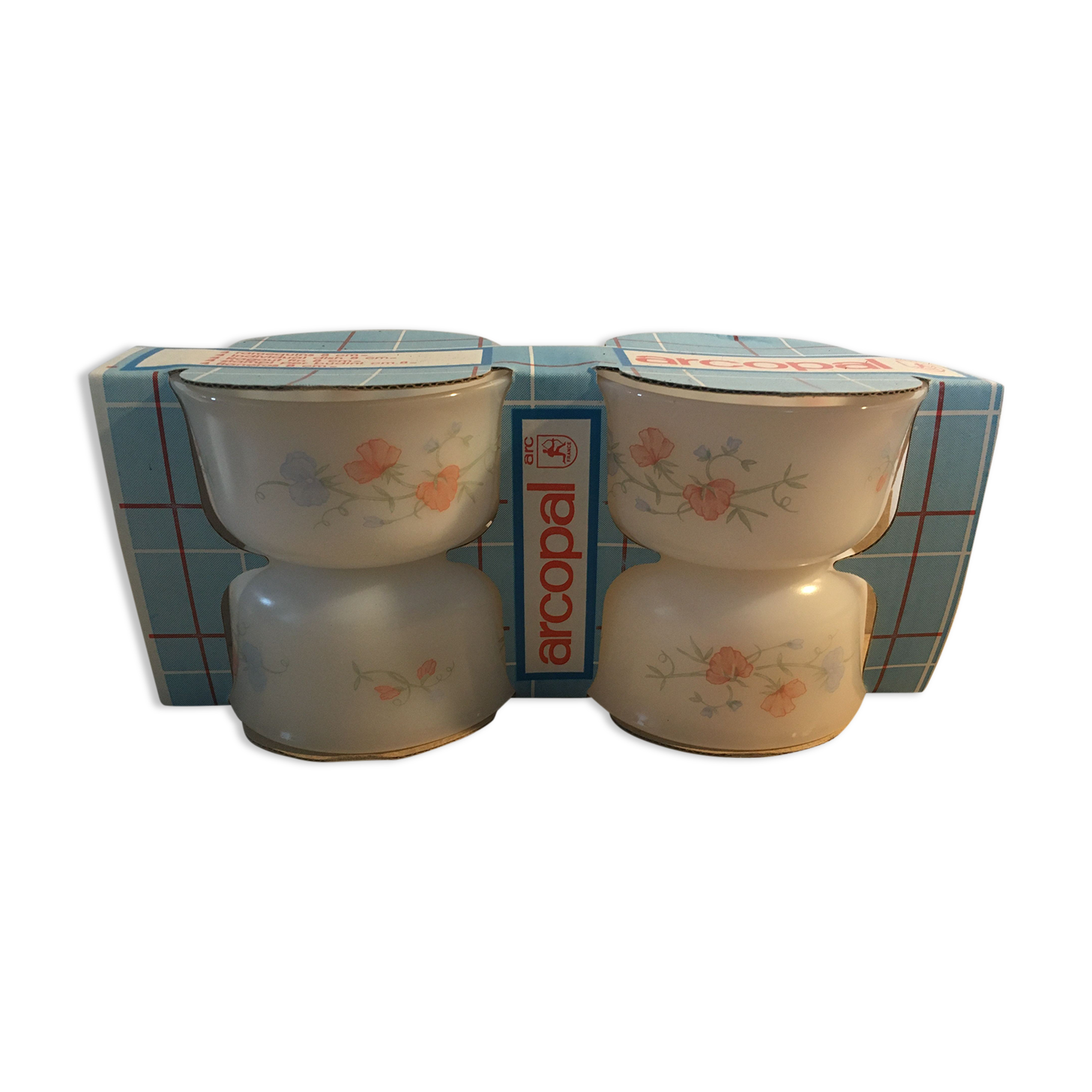 Arcopal lot 4 ramekins scented pea pattern