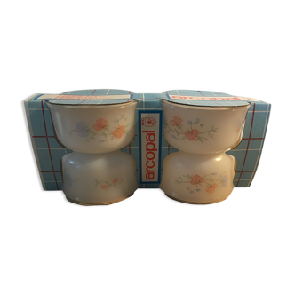 Arcopal lot 4 ramekins scented pea pattern