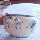 soupière, plat de forme en porcelaine  Sarguemines France décor Royat