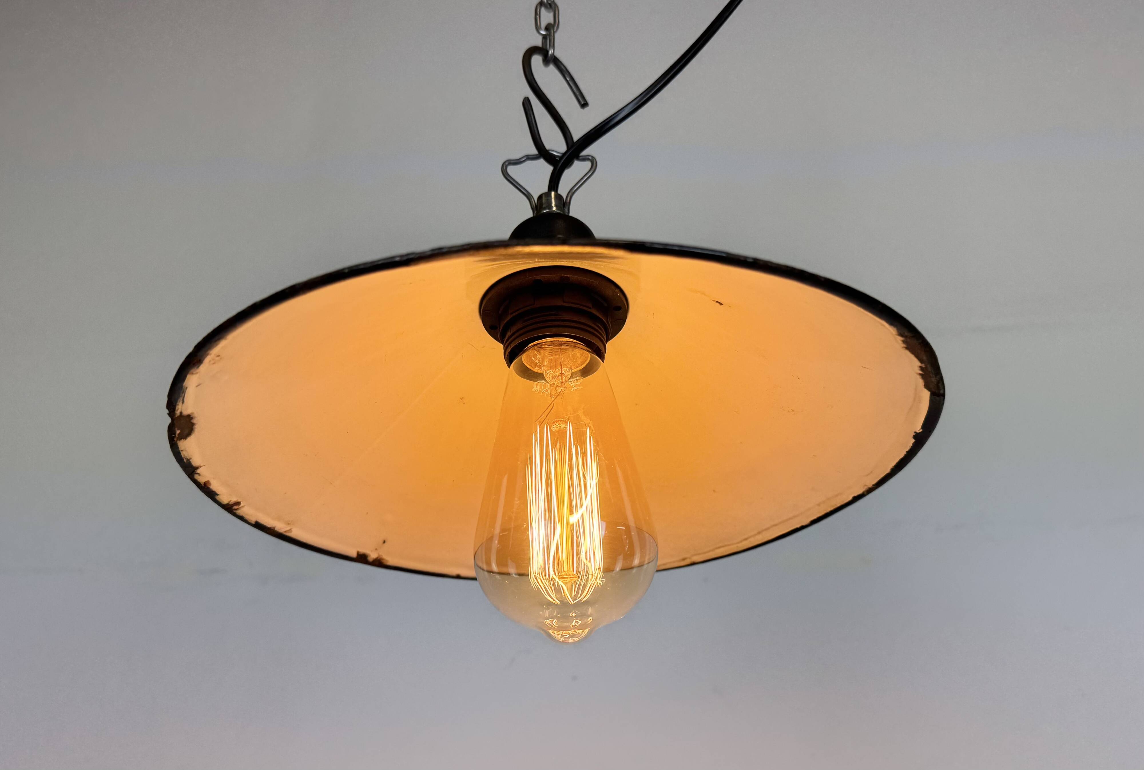 Industrial Petrol Enamel Factory Pendant Lamp, 1960s