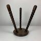 Pair of 2 midcentury brutalist modernist wood turned stools, ca 1950s