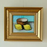 Original European still life oil on panel painting by Hans Haussdal