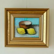 Nature morte européenne originale à l'huile sur panneau de Hans Haussdal