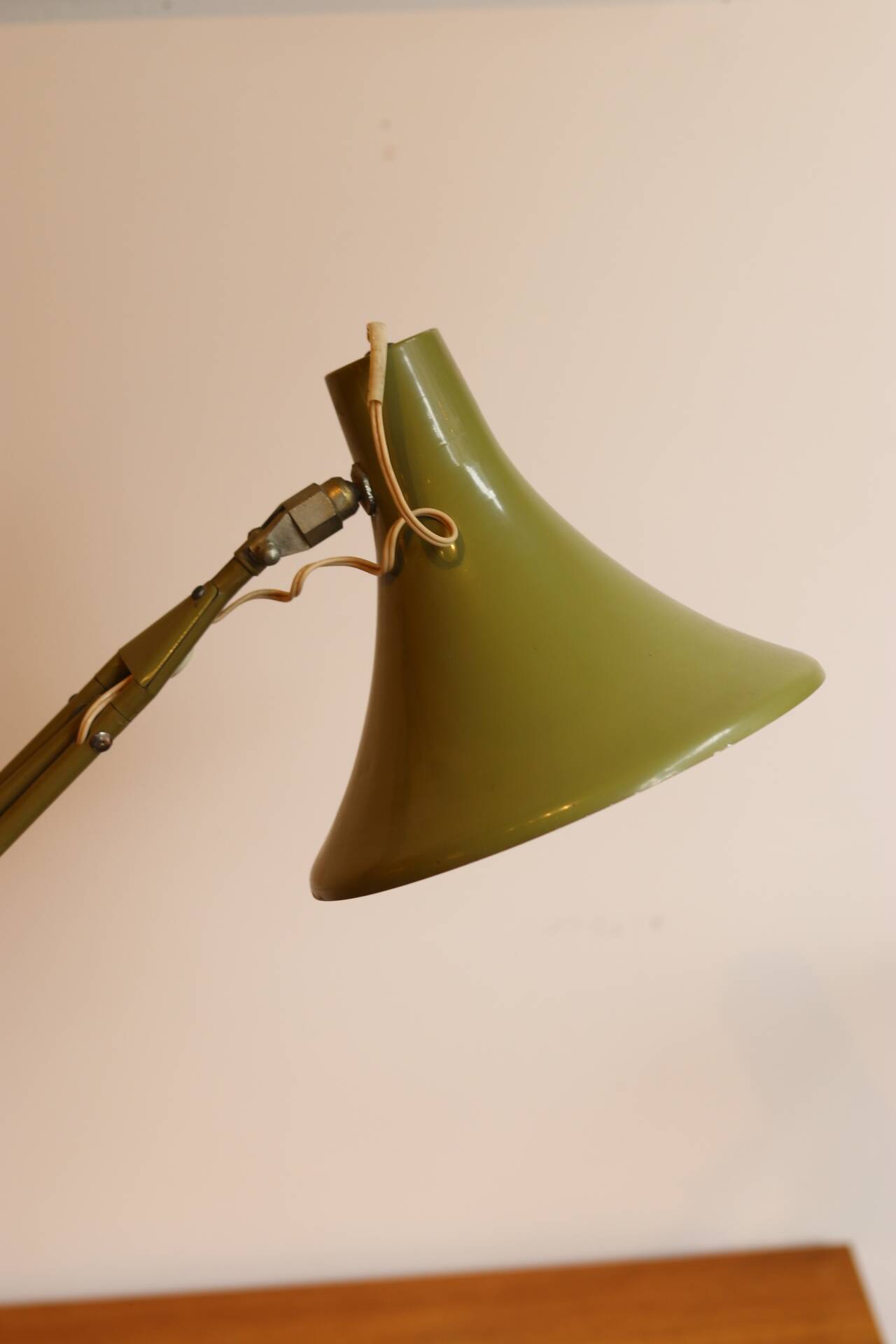 Olive green workshop lamp 1960