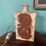 Danish Mid-Century Modern Pottery Table Lamp with Abstract Design 1975