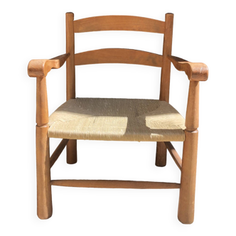 Fauteuil bois et paille