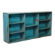 Old Burmese teak workshop shelf original blue patina