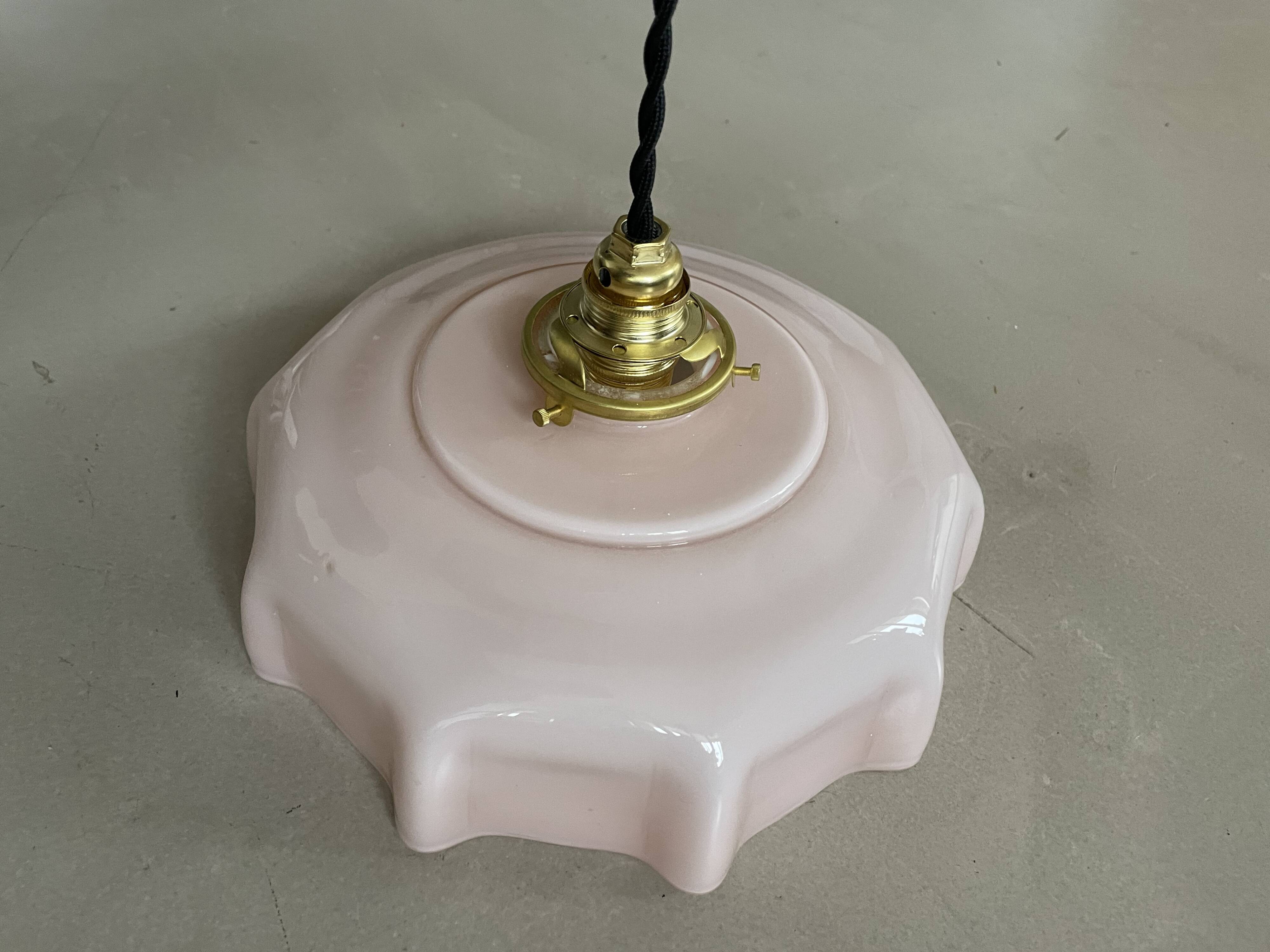 Old pink opaline pendant light