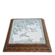 Antique musical trivet made of carved wood and Belle Époque earthenware.