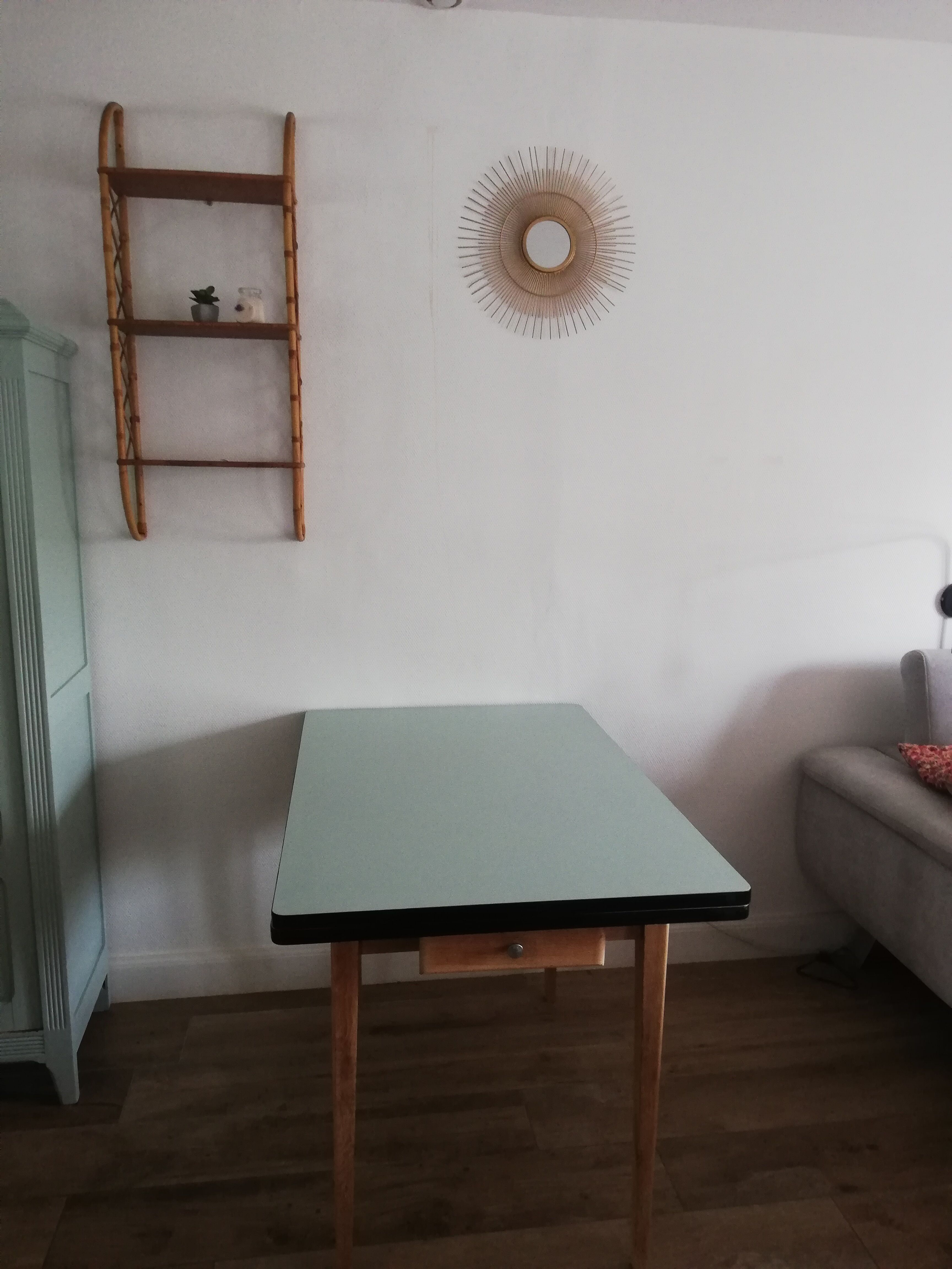 Table avec rallonges formica et chêne