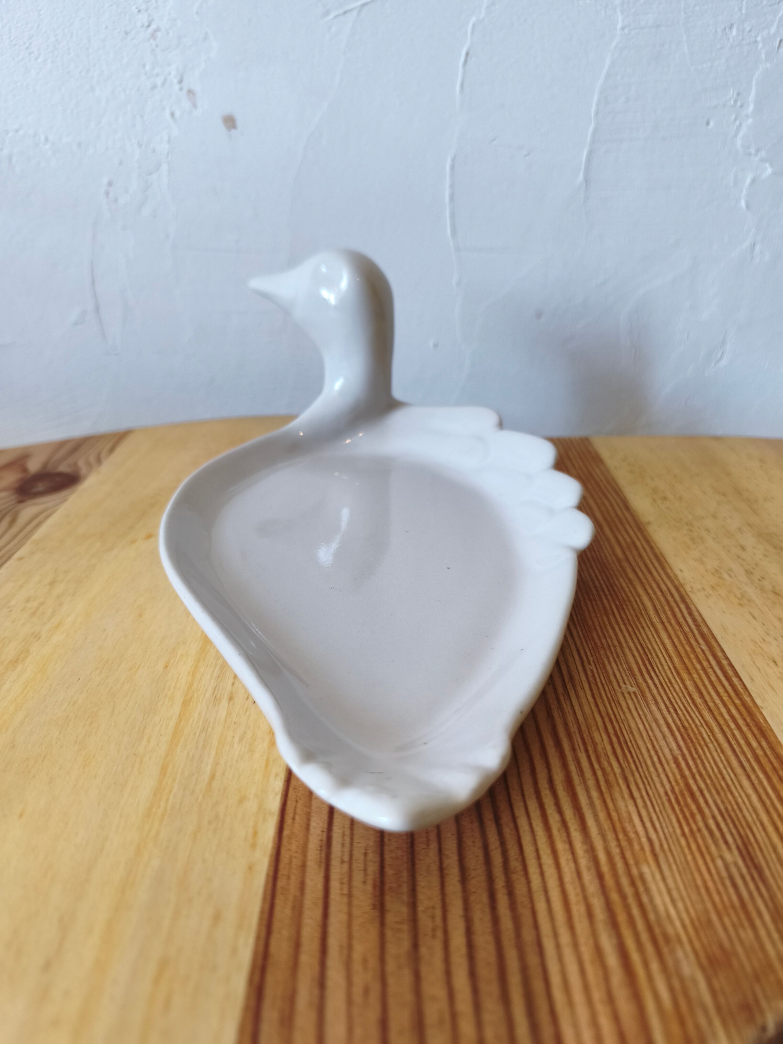 Vintage foie gras dish - duck - white ceramic