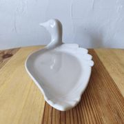Plat à foie gras vintage - canard en céramique blanche