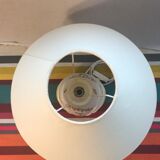 Old Moustiers ceramic lamp with white lamp shade