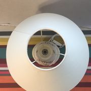 Old Moustiers ceramic lamp with white lamp shade