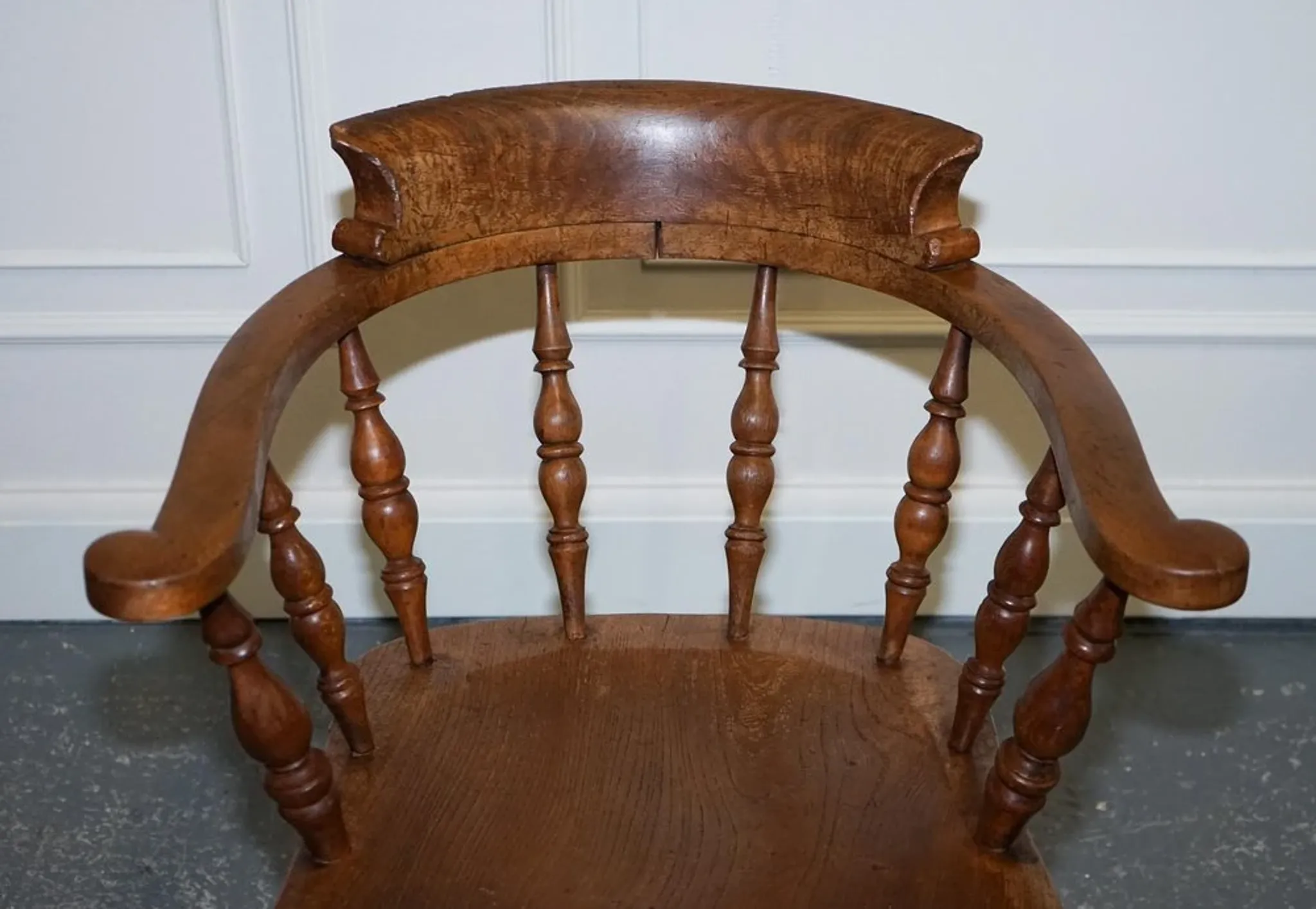 Edwardian Oak Captain's Chair for Smokers, 1900s