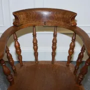 Edwardian Oak Captain's Chair for Smokers, 1900s