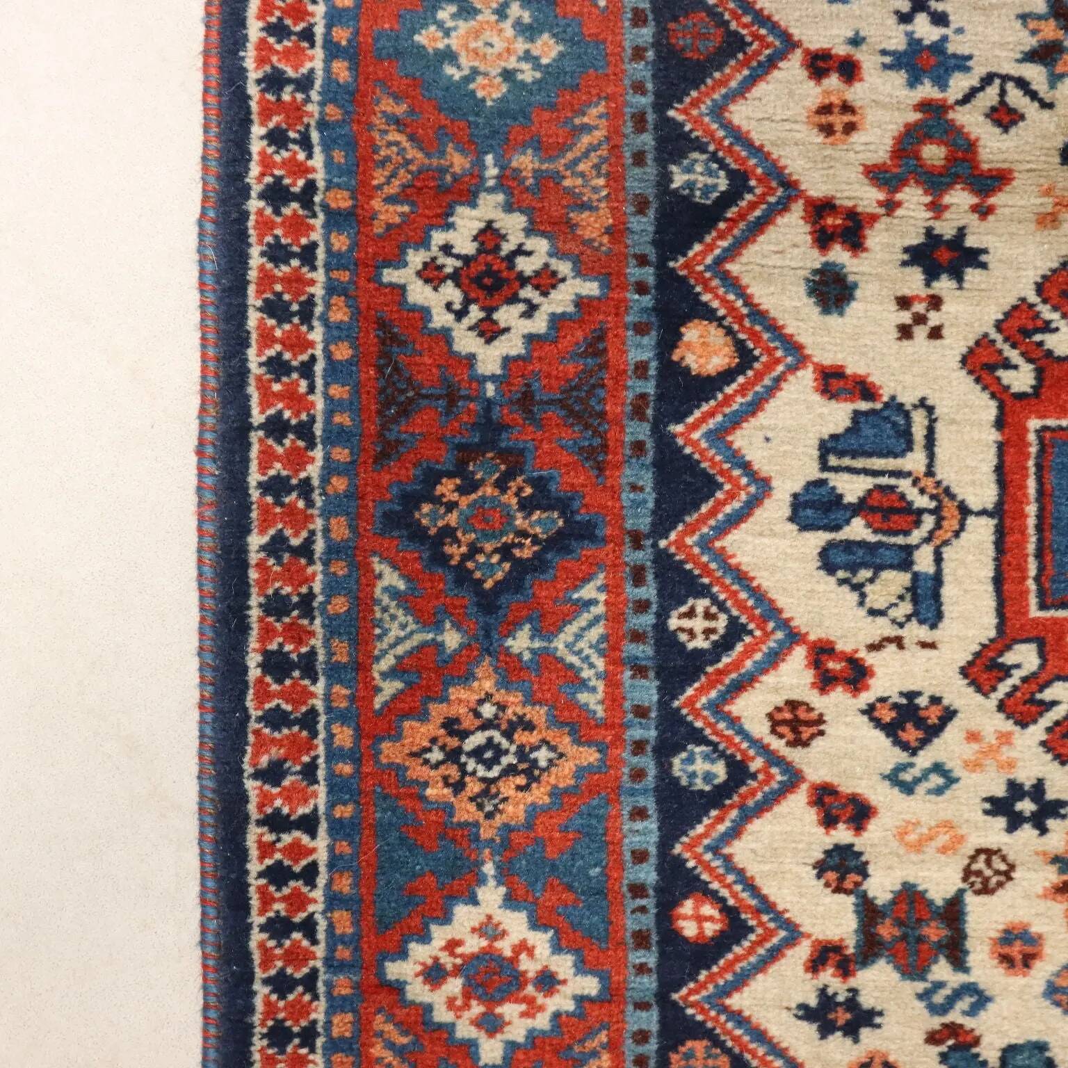 Ancient Asian wool rug, finely knotted, handmade 72 x 33 in.