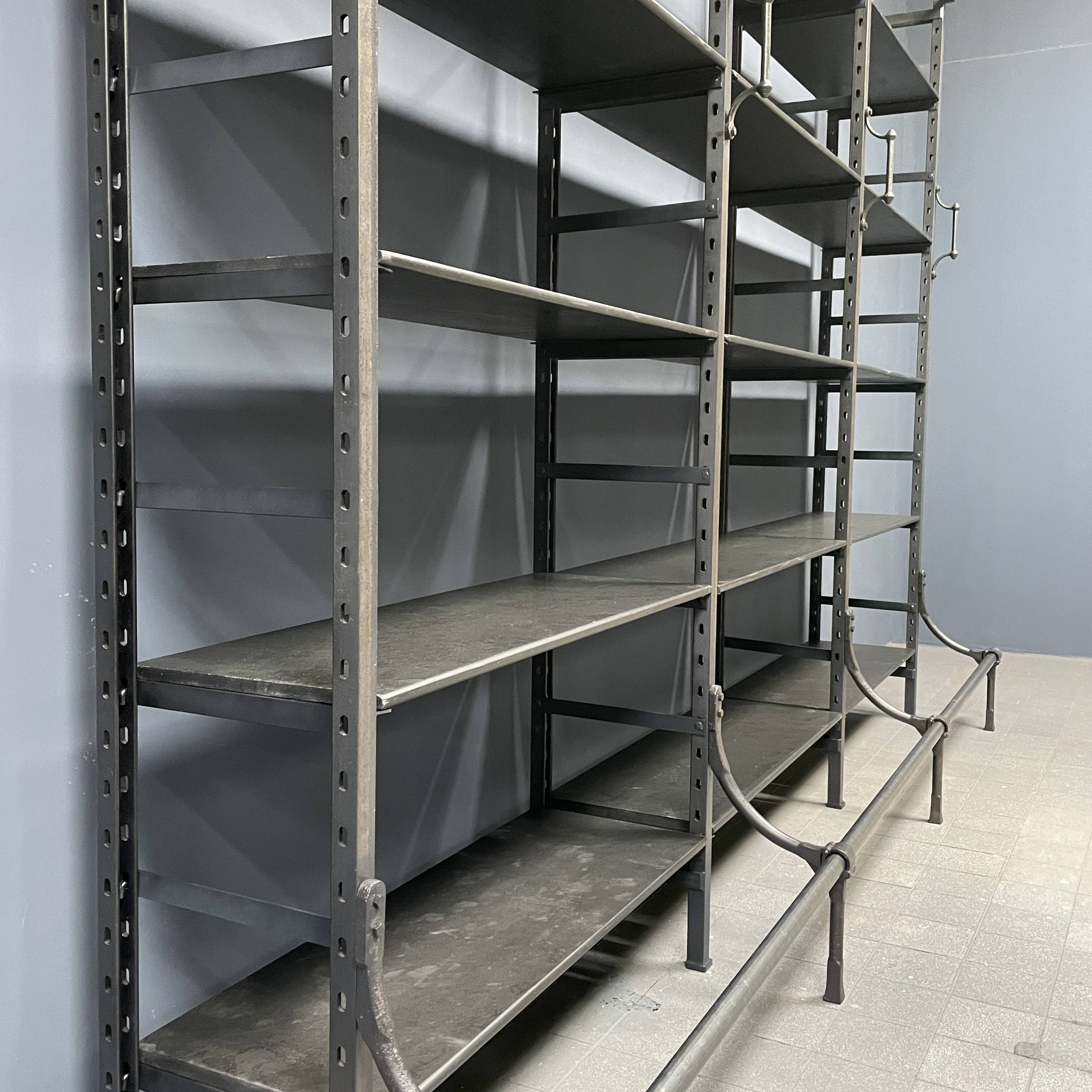 Industrial Iron Library Wall Shelving Cabinet