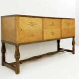 Swedish Birch Art Deco Intarsia Buffet, Carl Malmsten, Haga model 1930s